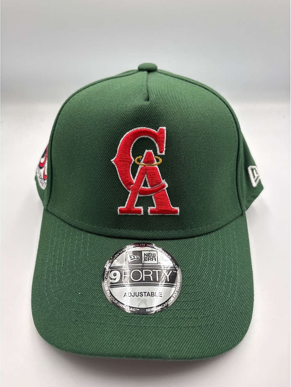 New Era 9FORTY Adjustable Green Baseball Cap with Red CA Logo and 35th Anniversa